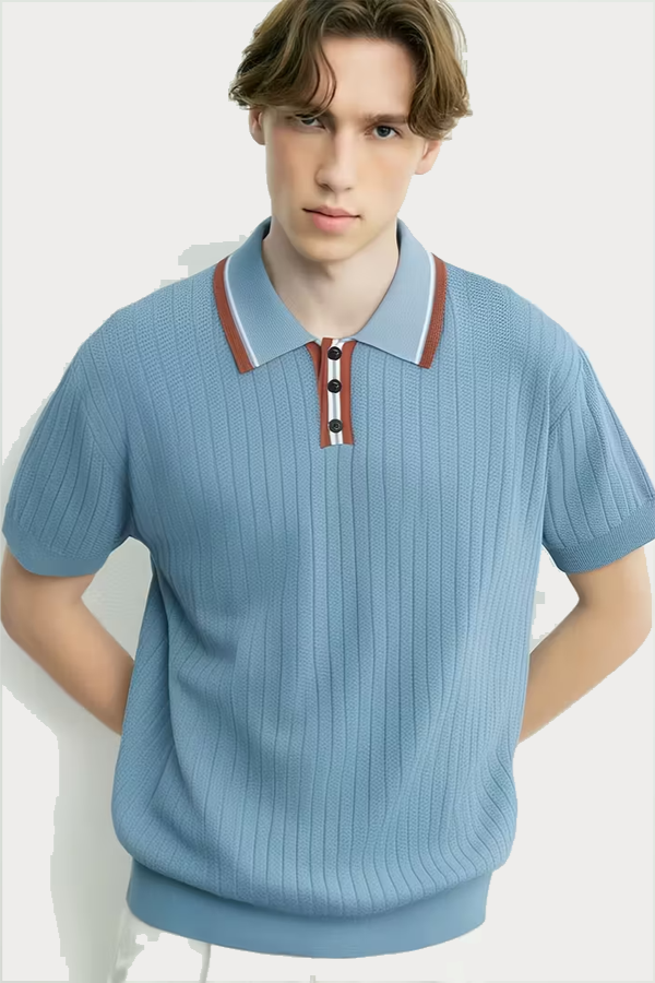 Light Blue Rayon Polo Shirt